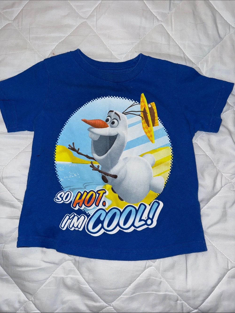 2T frozen Disney Olaf 'So Hot I'm Cool' Blue Kids Tee